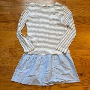 Vineyard vines gray and white stripe with blue dress size large /14